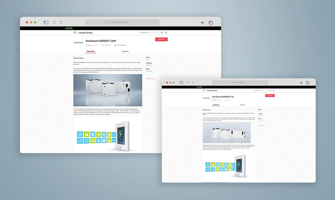 Вентиляційні установки серії  DOMEKT тепер інтегровані з системою розумного дому Loxone
